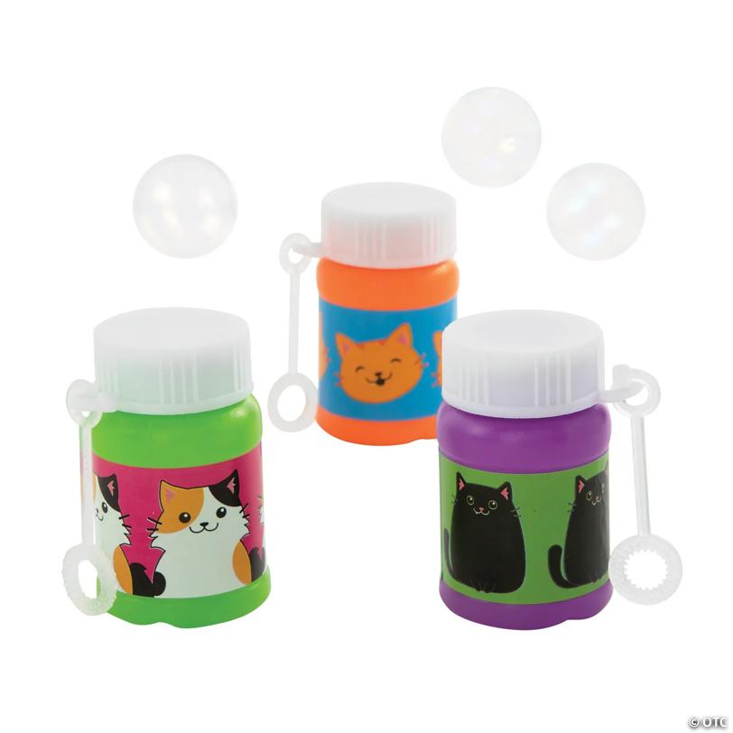 Mini Cute Cat Bubble Bottles - 24 Pc.