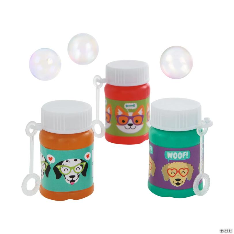 Mini Dog Party Bubble Bottles - 24 Pc.