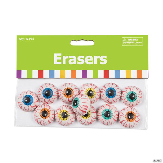 Mini Eyeball Erasers - 24 Pc.
