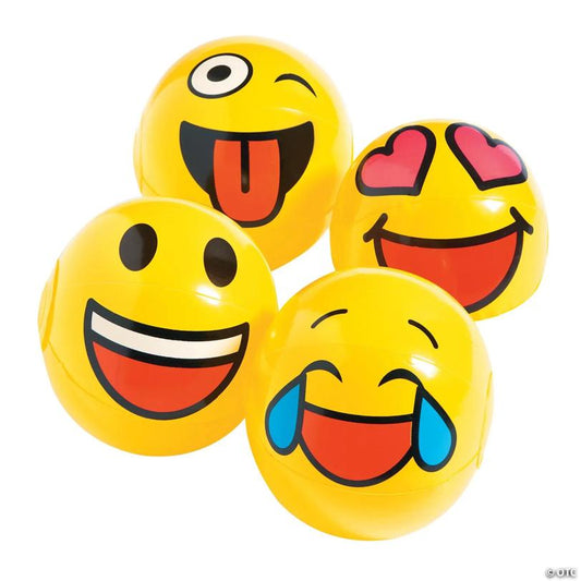 Mini Inflatable 5" Emoji Faces Vinyl Beach Balls – 12 Pc.