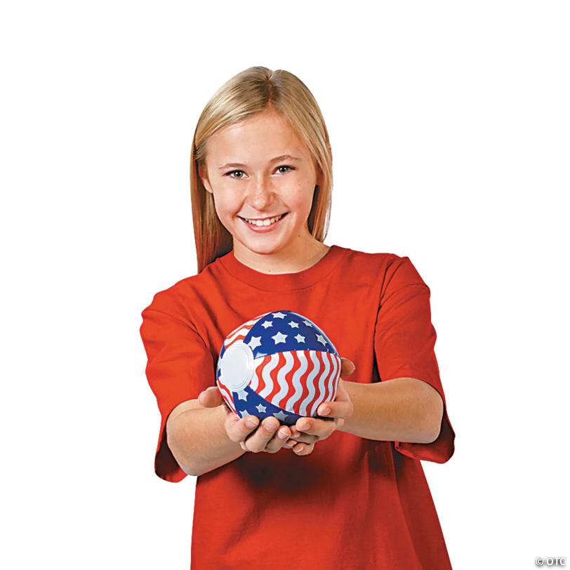 Mini Inflatable 5" Patriotic Stars & Stripes Beach Balls - 12 Pc.