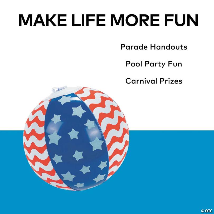 Mini Inflatable 5" Patriotic Stars & Stripes Beach Balls - 12 Pc.