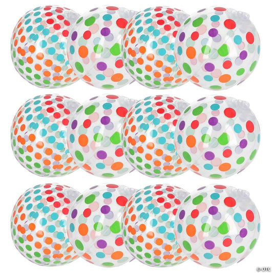 Mini Inflatable 5" Polka Dot Beach Balls - 12 Pc.