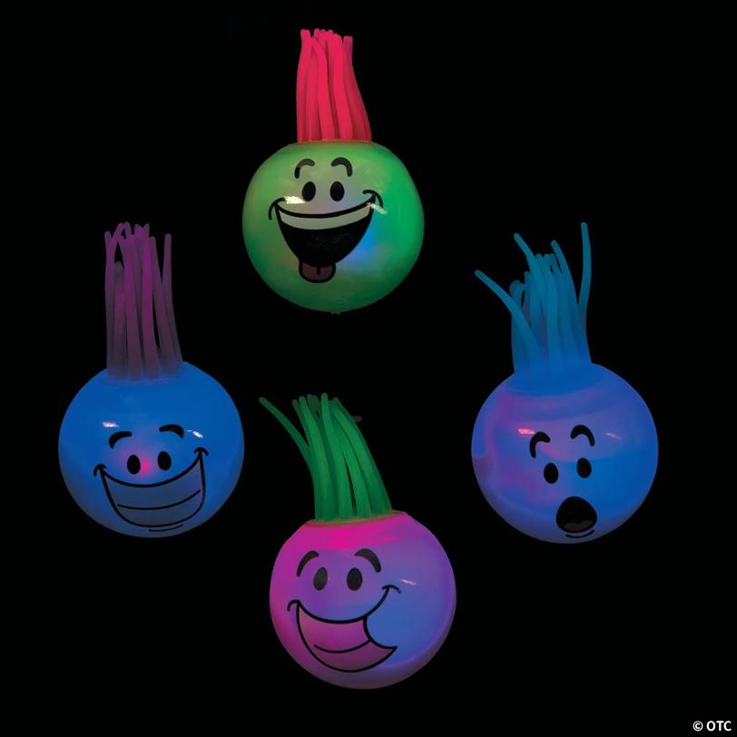Mini Light-Up Funny Face Bouncy Ball Assortment - 12 Pc.