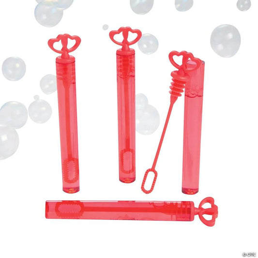 Mini Red Heart Bubble Tubes - 24 Pc.