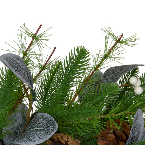 Mixed Pine White Berries and Pinecones Artificial Christmas Wreath - 22-Inch Unlit