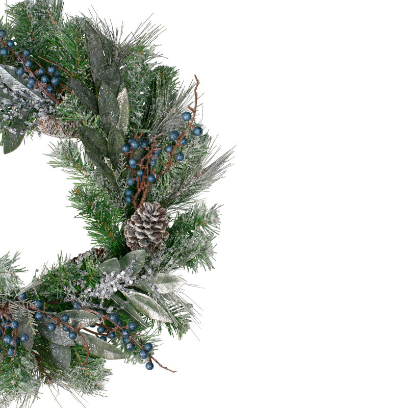 24" Fir Christmas Wreath hanging on a front door
