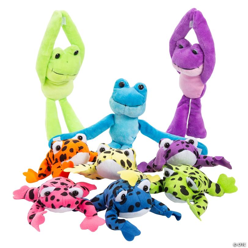 Mommy & Me Stuffed Bright Frog Characters Assortment for 12 - 24 Pc.