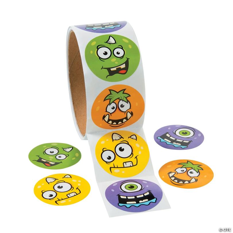 Monster Face Sticker Roll - 100 Pc. | USA Decoration®