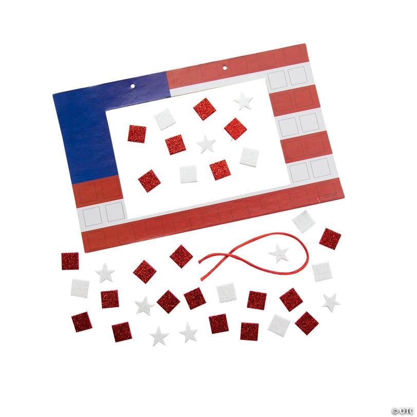 Mosaic Patriotic Flag Picture Frame Sign Craft Kit- Makes 12