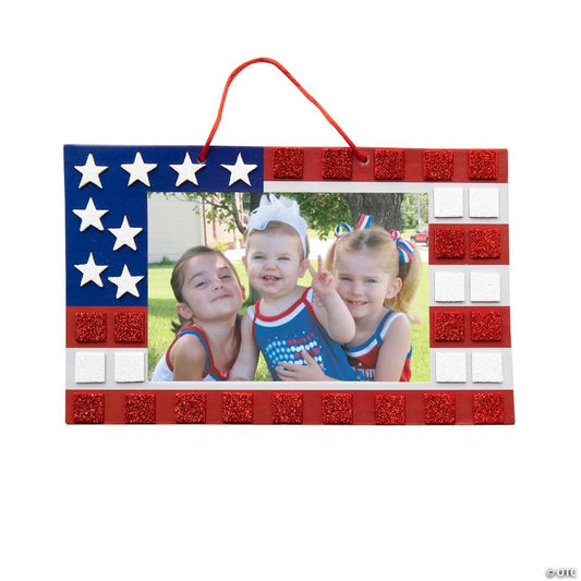 Mosaic Patriotic Flag Picture Frame Sign Craft Kit- Makes 12