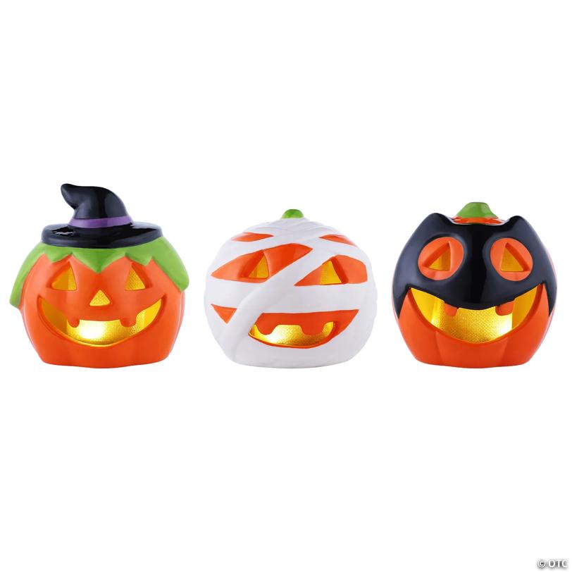 Mr. Halloween Illuminated Pumpkin Halloween Decorations - 3 Pc.