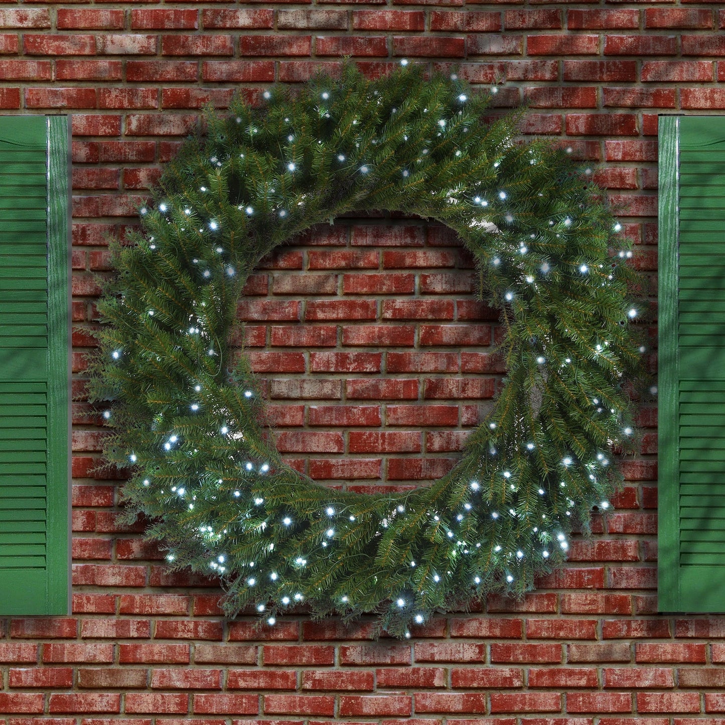 48 Inch Pre Lit Norwood Fir Wreath with Cool White LED Lights Full Branches | USA Decoration®
