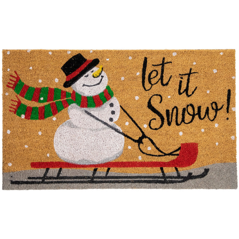 Natural Coir Rectangular "Let it Snow" Christmas Doormat 18" x 30"