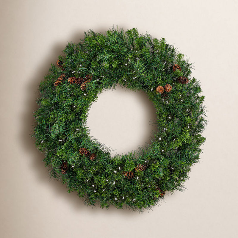 36" Pre-Lit Artificial Christmas Wreath as a festive door display