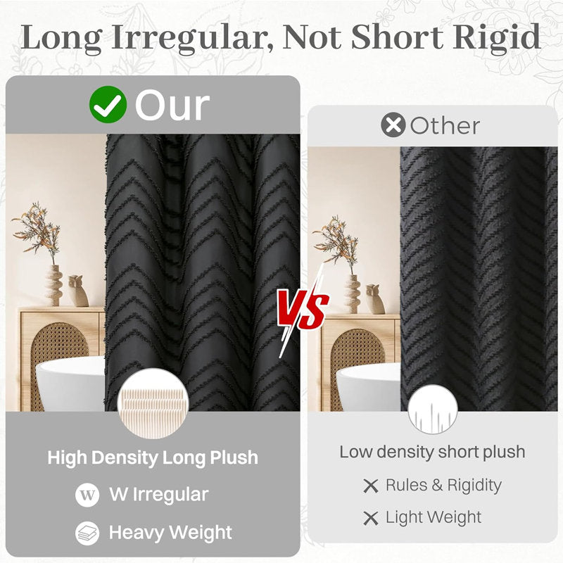 No Hook Shower Curtain with Removable Snap-in Liner, Weighted Hem, Water Repellent Washable-Waterproof Bathroom Curtain, Modern Minimalist Bathroom Decor Curtain