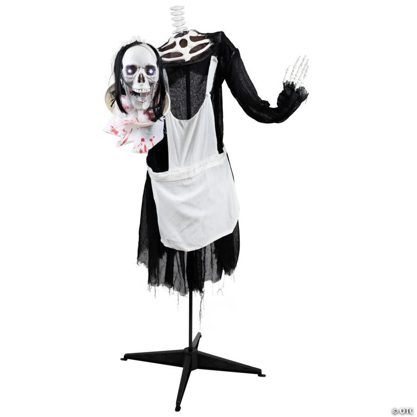 Northlight 57" LED Lighted and Animated Head-in-Hand Skeleton Maid Halloween Decoration