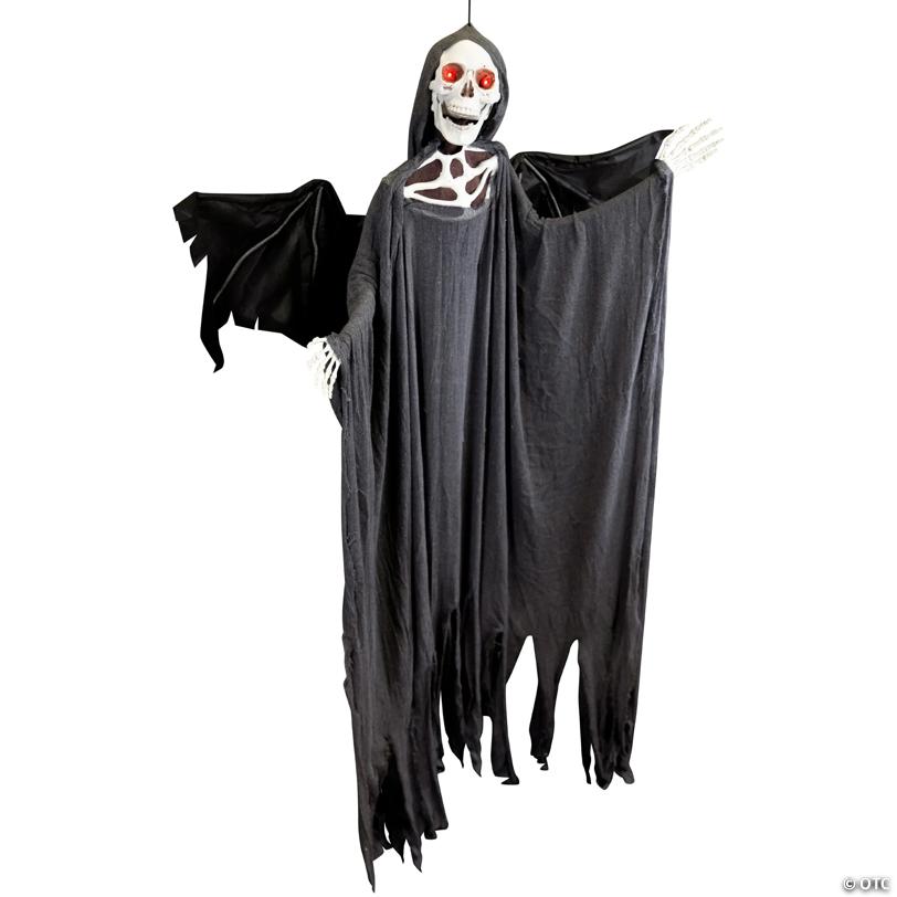 Northlight 66" Pre-Lit Black and Red Sonic Skeletal Reaper with Wings Halloween Decor