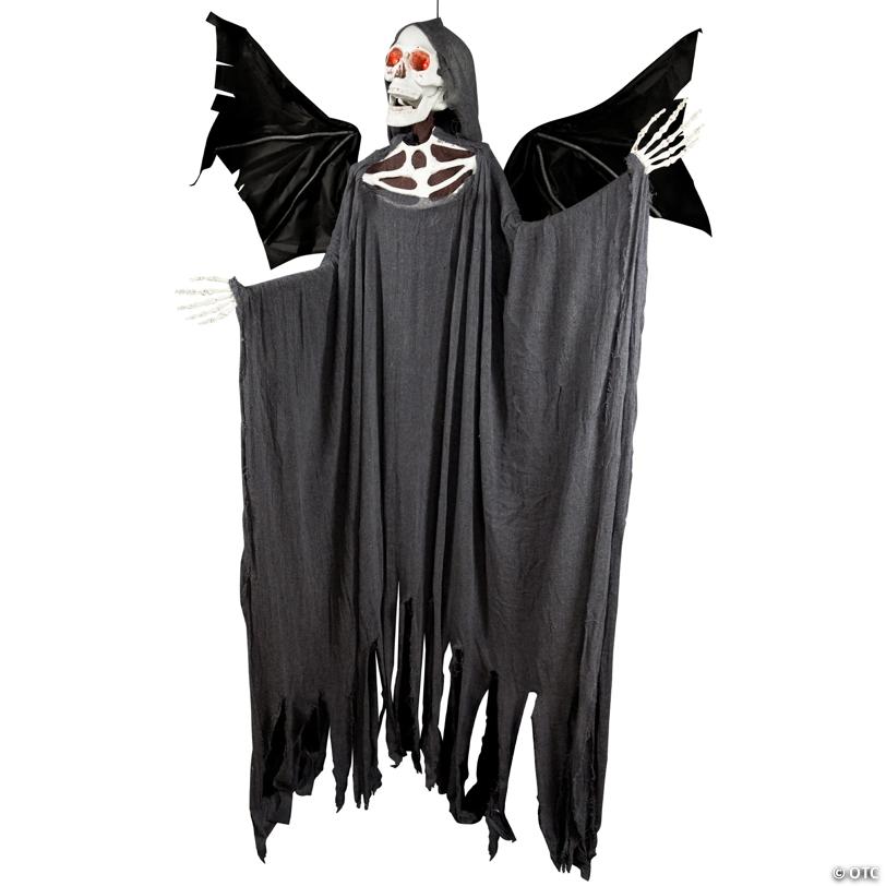 Northlight 66" Pre-Lit Black and Red Sonic Skeletal Reaper with Wings Halloween Decor