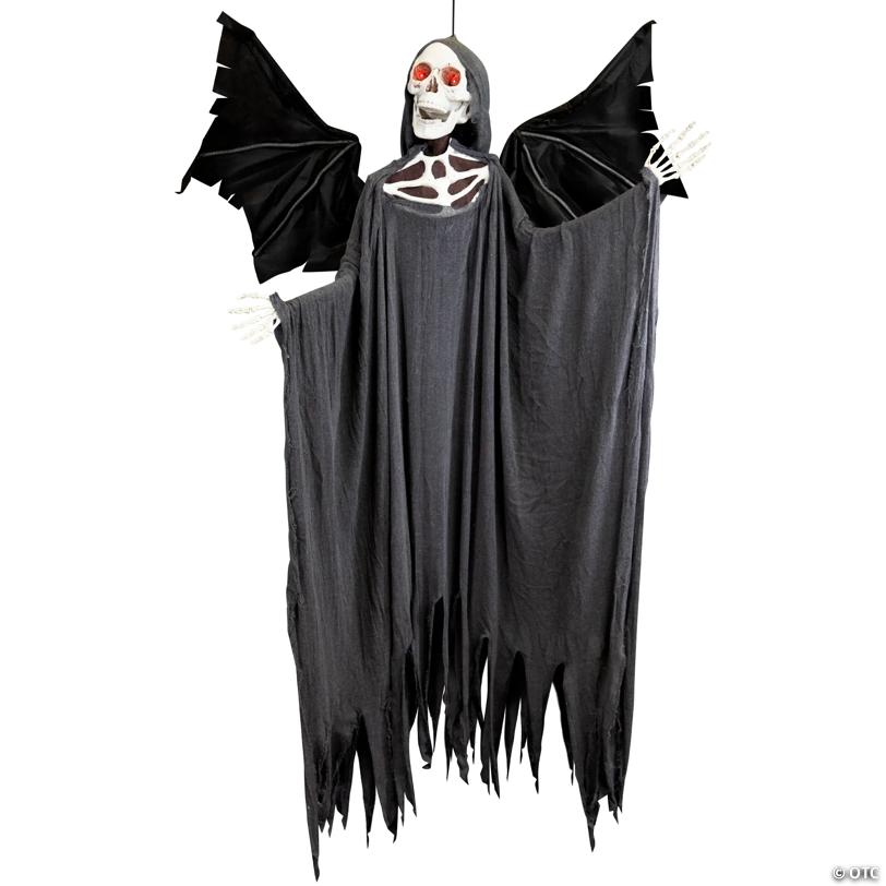 Northlight 66" Pre-Lit Black and Red Sonic Skeletal Reaper with Wings Halloween Decor