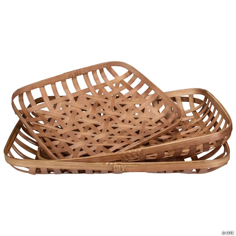 Northlight Set of 3 Brown Rectangular Lattice Tobacco Table Top Baskets