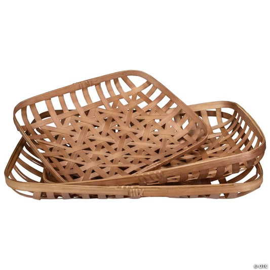 Northlight Set of 3 Brown Rectangular Lattice Tobacco Table Top Baskets
