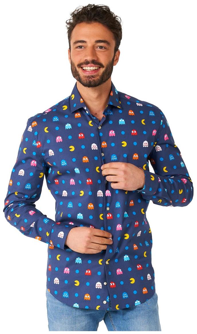 OppoSuits Men's Shirts SHIRT LS Pixel PAC-MANT