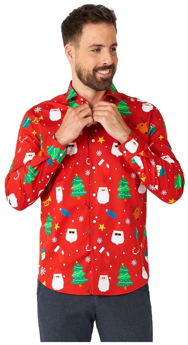 OppoSuits Men's Shirts SHIRT LS Festivity Red