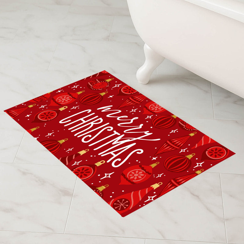 Ornaments Merry Christmas Holiday Bath Mat