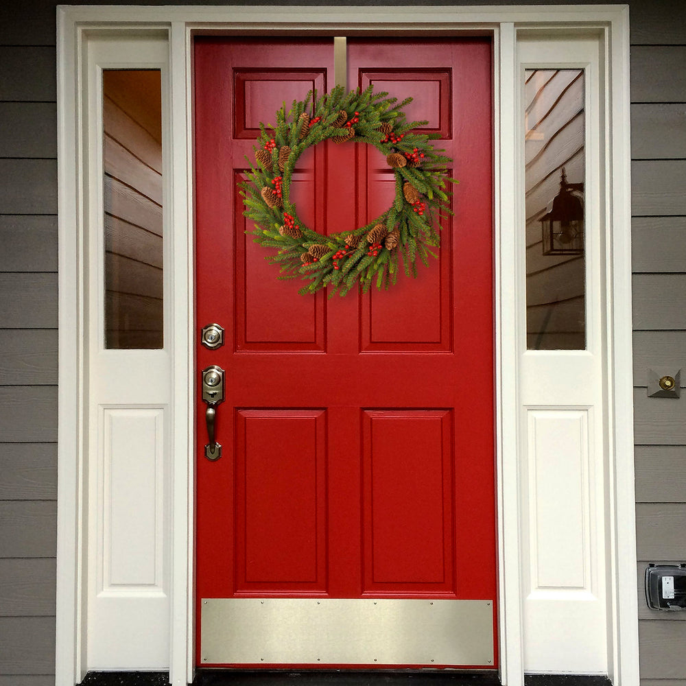 Pre-Lit Dorchester Fir Christmas Wreath with Pine Cones Berry Clusters | USA Decoration®