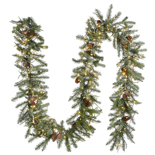 24 in Pre-Lit Snowy Morgan Spruce Wreath with Dual Color LED Lights | USA Decoration®