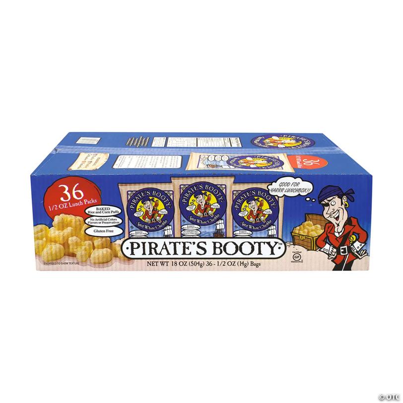 PIRATE'S BOOTY Natural Aged White Cheddar Baked Corn Puffs, 0.5 oz, 36 Count