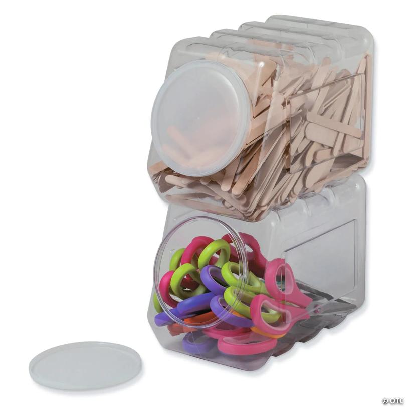 Pacon Interlocking Storage Container with Lid, 5.5" x 6.75", Set of 4