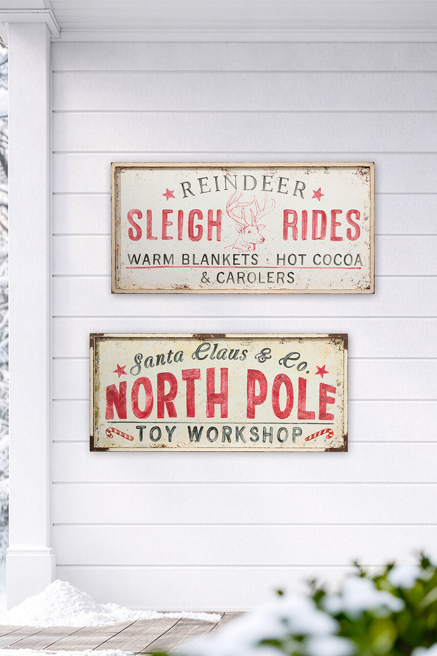 24" x 48" Sleigh Rides Metal Wall Decor