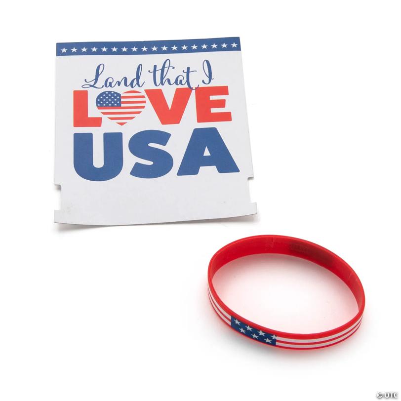 Patriotic Bracelets with Card - 12 Pc.