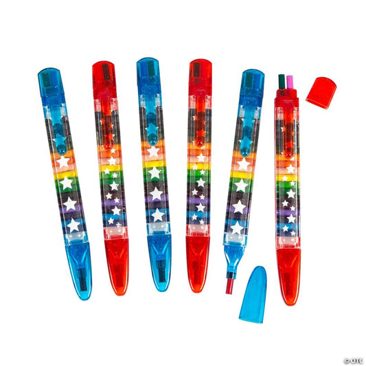 Patriotic Glitter Stacking Point Crayons - 12 Pc.