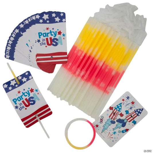 Patriotic Glow Tri-Color Bracelet Handouts with Card for 24
