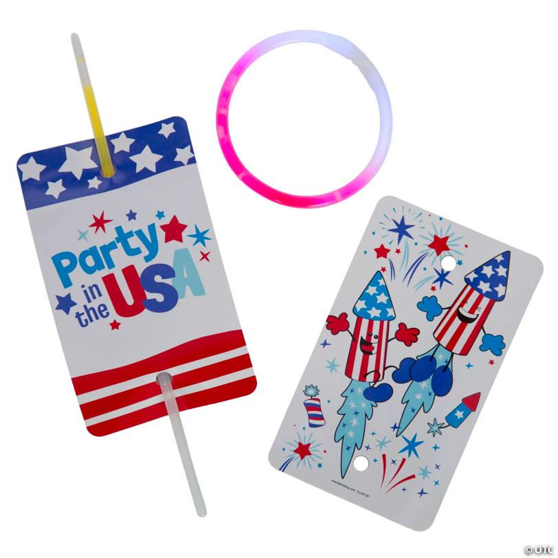 Patriotic Glow Tri-Color Bracelet Handouts with Card for 24