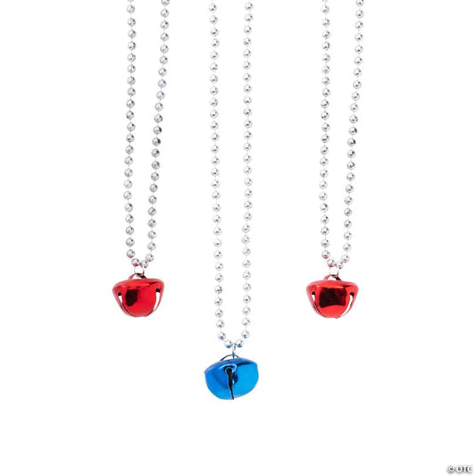 Patriotic Jingle Bell Beaded Necklaces - 12 Pc.