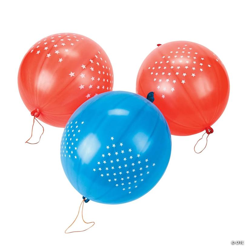 Patriotic Latex Punch Ball Balloon Assortment - 12 Pc.