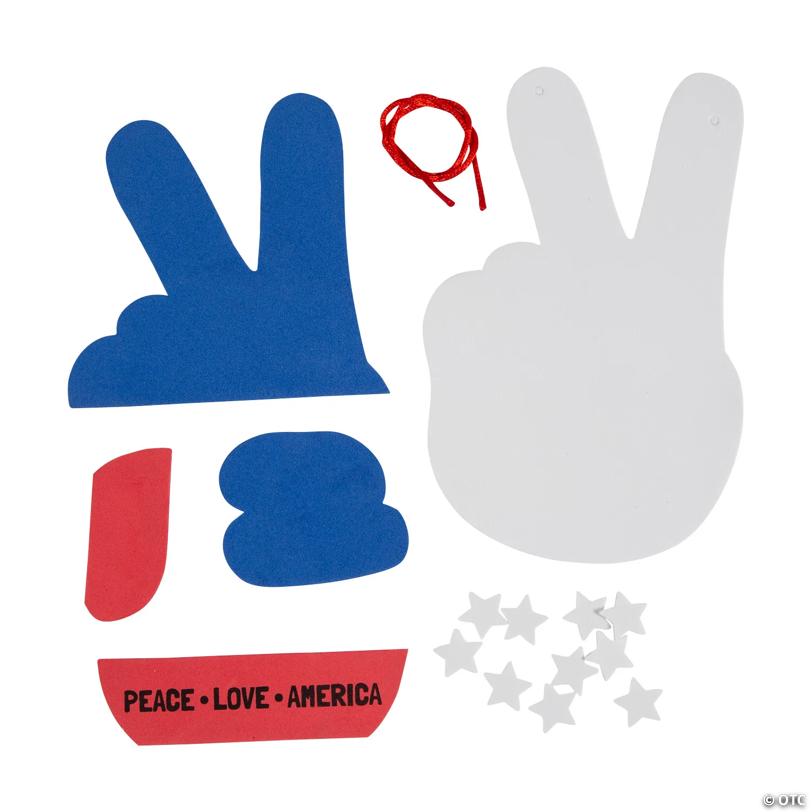 Patriotic Peace Hand Sign Craft Kit - Makes 12