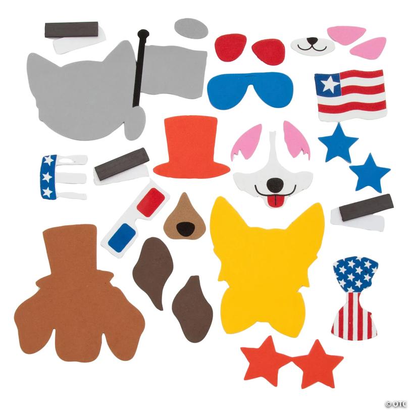 Patriotic Pets Magnet Foam Craft Kit - Makes 12