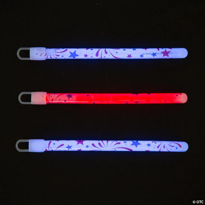 Patriotic Print Glow Sticks - 12 Pc.
