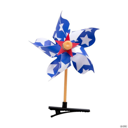 Patriotic Red White & Blue Pinwheel Hair Clips - 12 Pc.