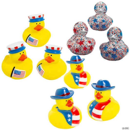 Patriotic Red, White & Blue Rubber Duck Assortment - 36 Pc.