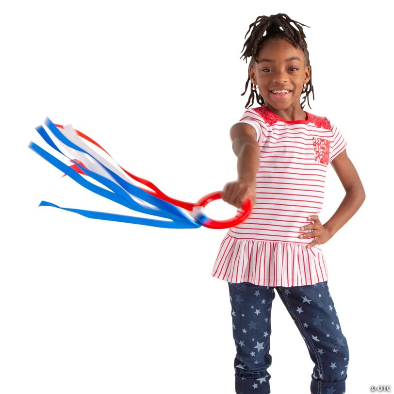 Patriotic Ribbon Hoop Wands - 12 Pc.