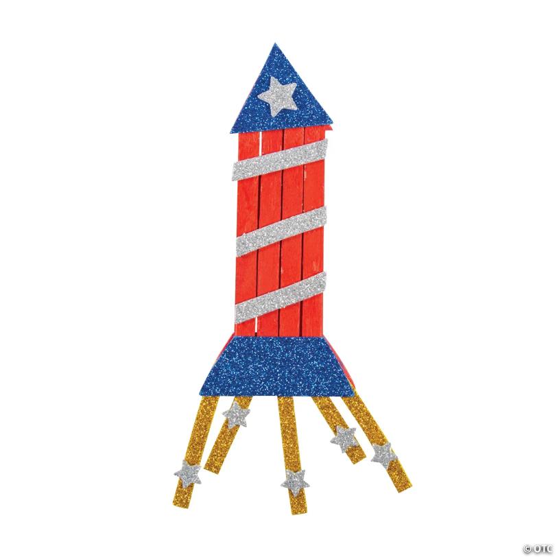 Patriotic Rocket Ship Magnet Craft Kit - Makes 12
