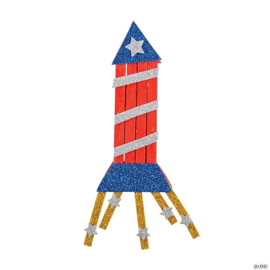 Patriotic Rocket Ship Magnet Craft Kit - Makes 12