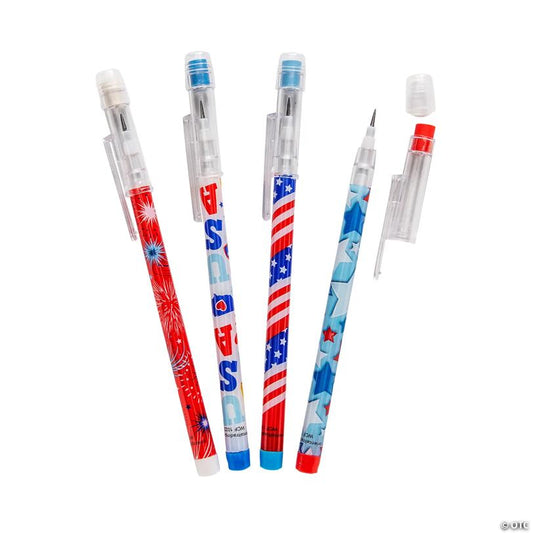 Patriotic Stacking Point Pencils - 24 Pc.
