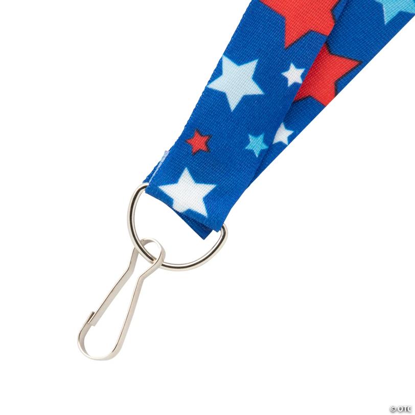 Patriotic Star Print Lanyards - 12 Pc.